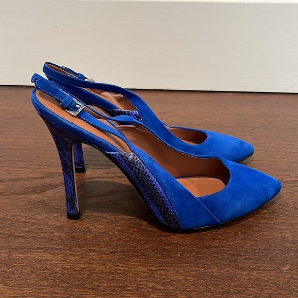 Sigerson Morrison Women’s Blue Suede Sling Backs Size 8 - Picture 3 of 7